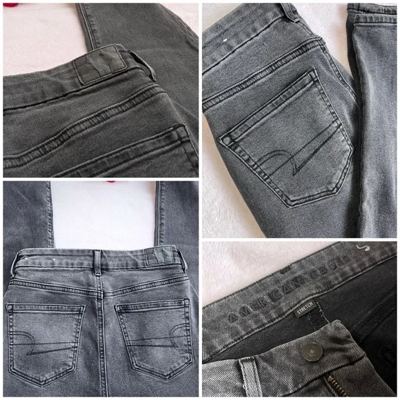 American Eagle Outfitters Stretch Curley Mom Black Wash Jeans Size 00 - Picture 5 of 14